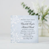 ラグジュアリーエレガントライトブルーフローラ結婚式の招待 招待状 (スタンド正面)
