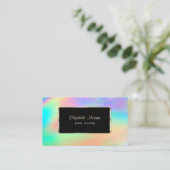 ラグジュアリーエレガントレインボーモダンホログラフィカラフルック 名刺 (スタンド正面)