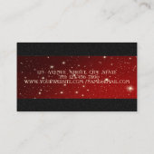 ラグジュアリーエレガントレッド、金ゴールドストライプの、レース、ブラック 名刺 (裏面)