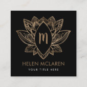 ラグジュアリーエレガントロータスモノグラム  スクエア名刺 (正面)