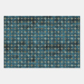 ラグジュアリーエレガントヴィンテージダークティール(緑がかった色)ゴールドフォイルベルベット ラッピングペーパーシート (正面2)