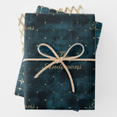 ラグジュアリーエレガントヴィンテージダークティール(緑がかった色)ゴールドフォイルベルベット ラッピングペーパーシート (インサイチュ)