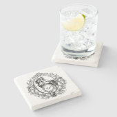 ラグジュアリーエレガントヴィンテージホースエクエストランモノグラム ストーンコースター (横)