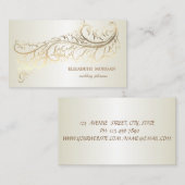 ラグジュアリーエレガントヴィンテージ金ゴールドフェザー 名刺 (正面/裏面)