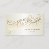 ラグジュアリーエレガントヴィンテージ金ゴールドフェザー 名刺 (正面)