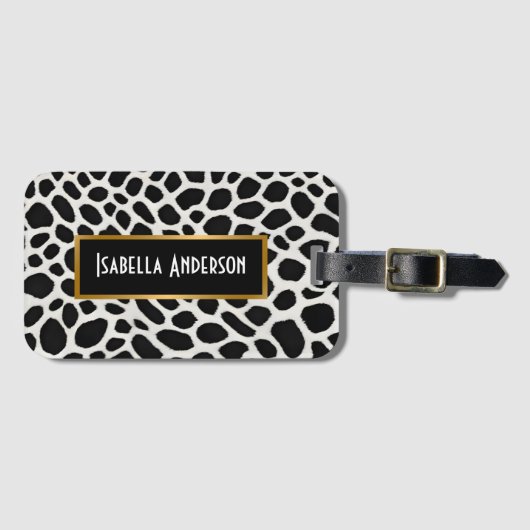 ラグジュアリーエレガント人気があるホワイトレオパードコレクション ラゲッジタグ (正面横)