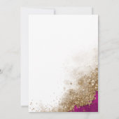 ラグジュアリーエレガント明るい赤紫色ホットピンク&金ゴールドキンセアニラ セーブザデート (裏面)