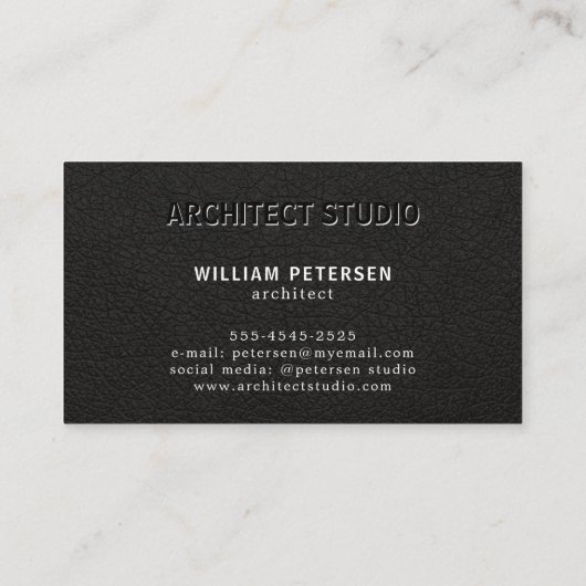 ラグジュアリーエレガント白黒レザープロフェッショナル 名刺 (裏面)