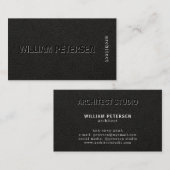 ラグジュアリーエレガント白黒レザープロフェッショナル 名刺 (正面/裏面)