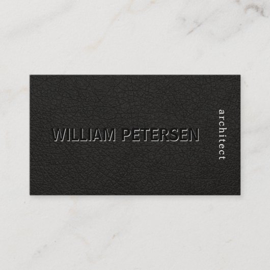 ラグジュアリーエレガント白黒レザープロフェッショナル 名刺 (正面)