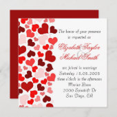 ラグジュアリーエレガント赤いハートウェディング招待 招待状 (正面/裏面)