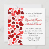 ラグジュアリーエレガント赤いハートウェディング招待 招待状 (正面)