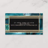 ラグジュアリーエレガント金ゴールドグリタリーストライプズEmerald Green 名刺 (裏面)