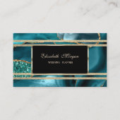 ラグジュアリーエレガント金ゴールドグリタリーストライプズEmerald Green 名刺 (正面)