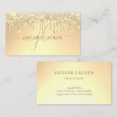 ラグジュアリーエレガント金ゴールドグリッタードリップスモノグラム 名刺 (正面/裏面)