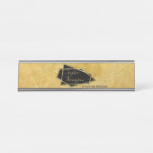 ラグジュアリーエレガント金ゴールドグリッターマーブルスクリプト デスクネームプレート (正面)