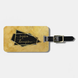 ラグジュアリーエレガント金ゴールドグリッターマーブルスクリプト ラゲッジタグ