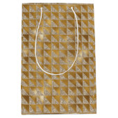 ラグジュアリーエレガント金ゴールドシルバーグリッタースパークル ミディアムペーパーバッグ (正面)