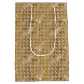 ラグジュアリーエレガント金ゴールドシルバーグリッタースパークル ミディアムペーパーバッグ (裏面)