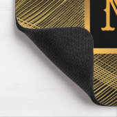 ラグジュアリーエレガント金ゴールドブラックウェーブモノグラムの マウスパッド (コーナー)