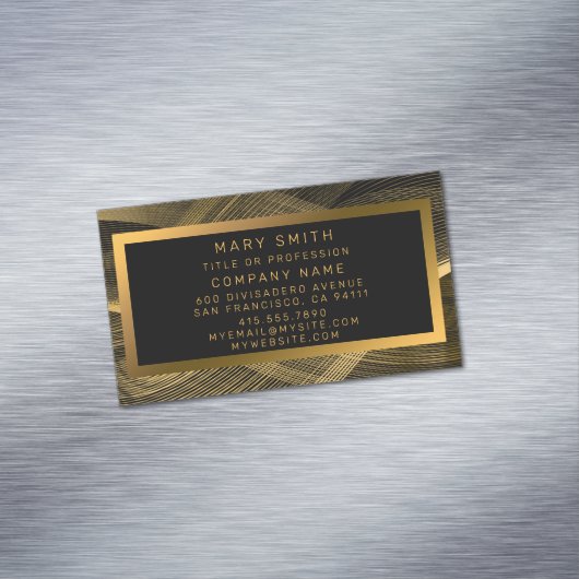 ラグジュアリーエレガント金ゴールドブラックウェーブ マグネット名刺 (インサイチュ)