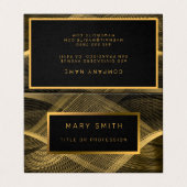 ラグジュアリーエレガント金ゴールドブラックウェーブ 名刺 (外部フラット)