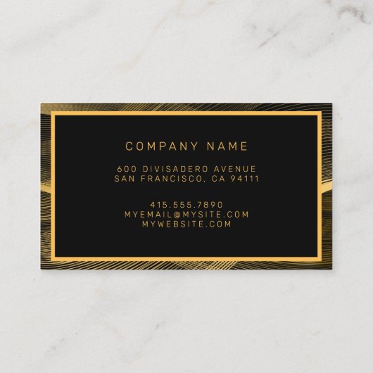 ラグジュアリーエレガント金ゴールドブラックウェーブ 名刺 (裏面)