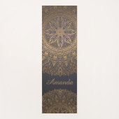 ラグジュアリーエレガント金ゴールドブラックマンダラデザイン名 ヨガマット (正面)
