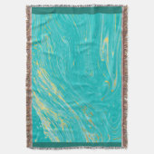 ラグジュアリーエレガント金ゴールドブルーマーブルデザイン スローブランケット (正面縦)