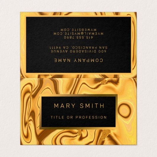 ラグジュアリーエレガント金ゴールドマーブルテントフォールド 名刺 (外部フラット)