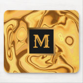 ラグジュアリーエレガント金ゴールドマーブルモノグラムの マウスパッド (正面)