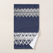 ラグジュアリーエレガント、シルバーライン、ネイビーブルーダマスク バスタオルセット (ハンドタオル)