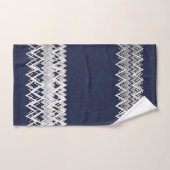 ラグジュアリーエレガント、シルバーライン、ネイビーブルーダマスク バスタオルセット (ハンドタオル)