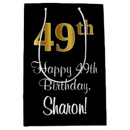 ラグジュアリーエレガント、フェイク金ゴールドルック49誕生日 ミディアムペーパーバッグ