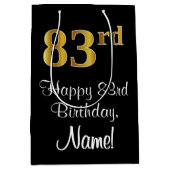 ラグジュアリーエレガント、フェイク金ゴールドルック83番目の誕生日 ミディアムペーパーバッグ (正面)