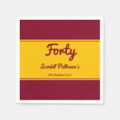 ラグジュアリーエレガント・ブルゴーニュと金ゴールド40歳の誕生日 スタンダードカクテルナプキン (正面)