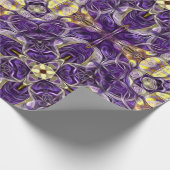 ラグジュアリーエレガント,,ヴィンテージパターン，紫，黄 ラッピングペーパー (角)