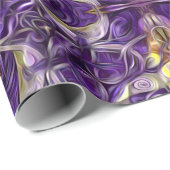 ラグジュアリーエレガント,,ヴィンテージパターン，紫，黄 ラッピングペーパー (ロールコーナー)