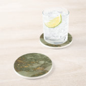 ラグジュアリーオリーブグリーンと金ゴールド大理石 コースター (側面)