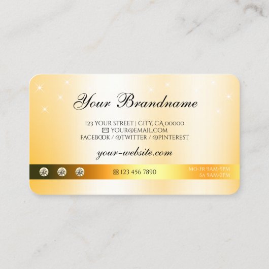 ラグジュアリーオレンジきらめくグリッタースター付きロゴ 名刺 (裏面)