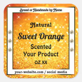 ラグジュアリーオレンジグリッタースパークルスターズプロダクトラベル スクエアシール