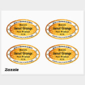 ラグジュアリーオレンジグリッタースパークルスターズプロダクトラベル 楕円形シール (シート)