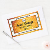 ラグジュアリーオレンジスパークルグリッター製品ラベルロゴ 長方形シール (封筒)