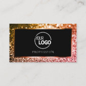 ラグジュアリーオレンジピンクグラデーショングリッターブラックとロゴ 名刺 (正面)