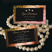 ラグジュアリーオレンジピンクグラデーショングリッターブラックウィズジュエリー 名刺