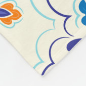 ラグジュアリーオレンジブルーオーナメントパターン フリースブランケット (角)