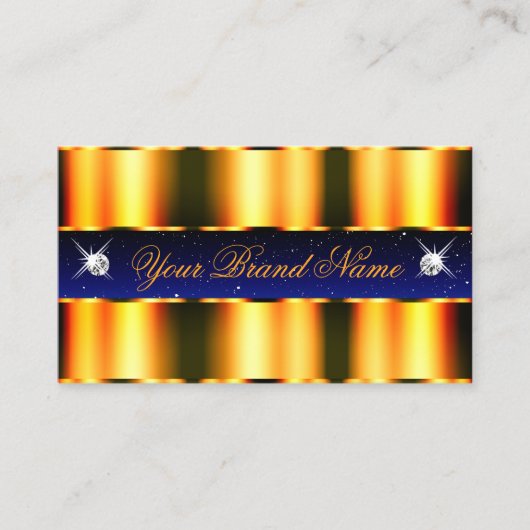 ラグジュアリーオレンジブルーブラックスパークルジュエルズグラマラス 名刺 (正面)