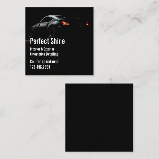 ラグジュアリーオートディテールカークリーニング修理ブラック スクエア名刺 (正面/裏面)