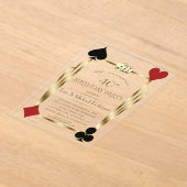 ラグジュアリーカジノナイトラスベガストランプのポーカー誕生日 アクリル招待状 (レイダウン)