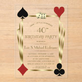 ラグジュアリーカジノナイトラスベガストランプのポーカー誕生日 アクリル招待状 (正面)